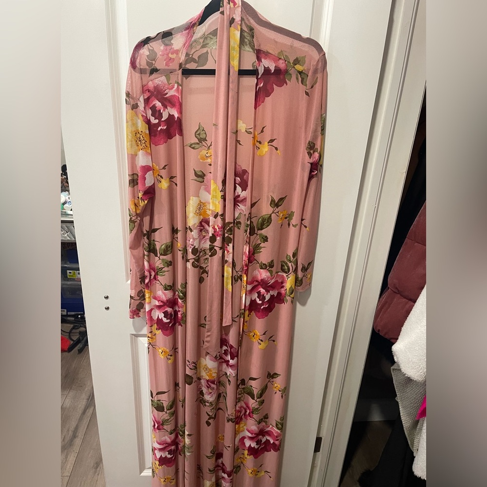 Floral duster with tie